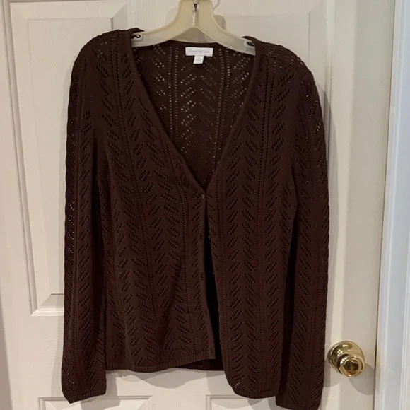 Charter Club Chocolate Brown Open-Front Cardigan - Picture 1 of 4